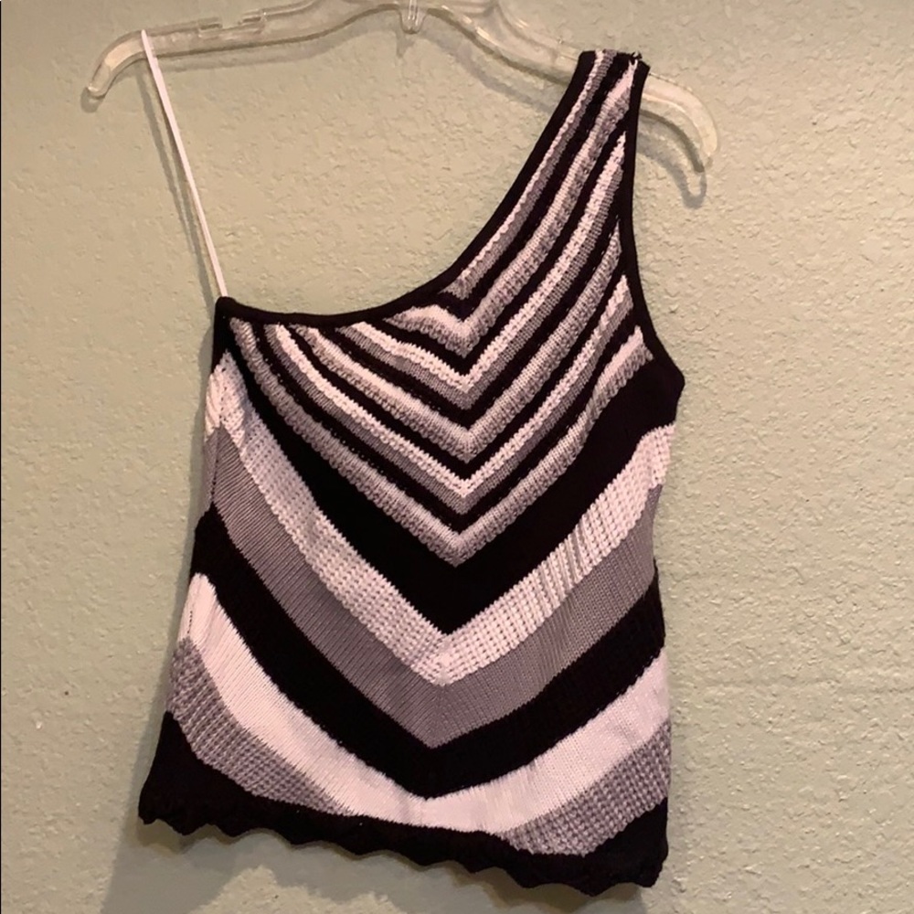 one shoulder crocheted tank
